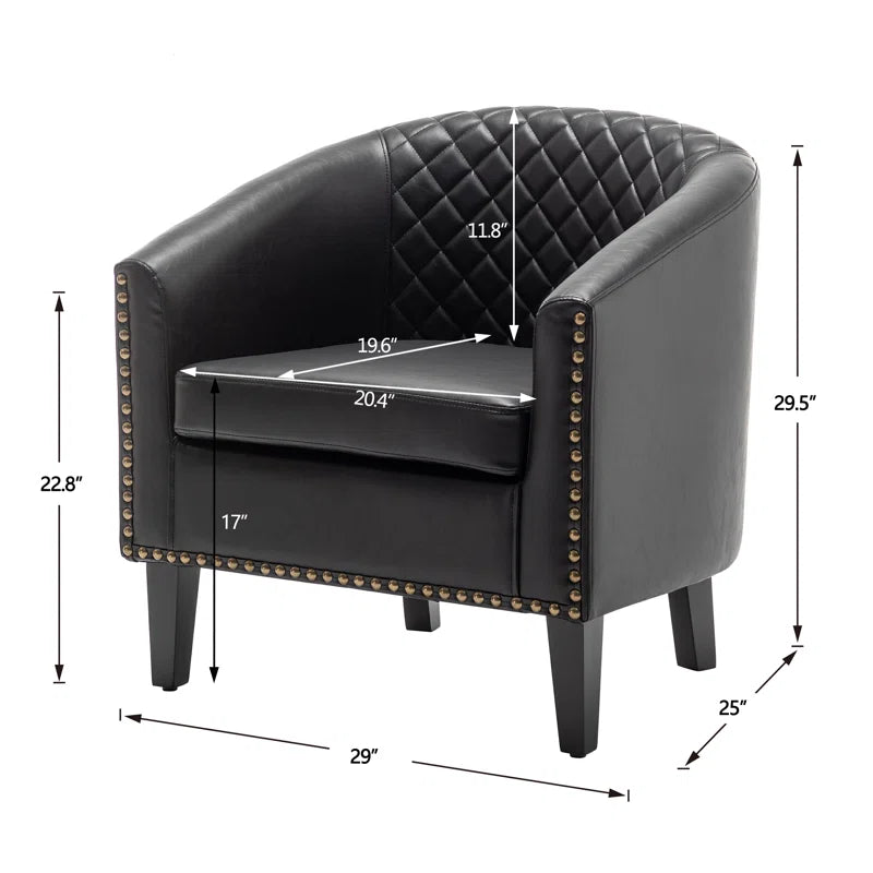 Boney 2- Piece 29" Wide Tufted Faux Leather Barrel Club Chair