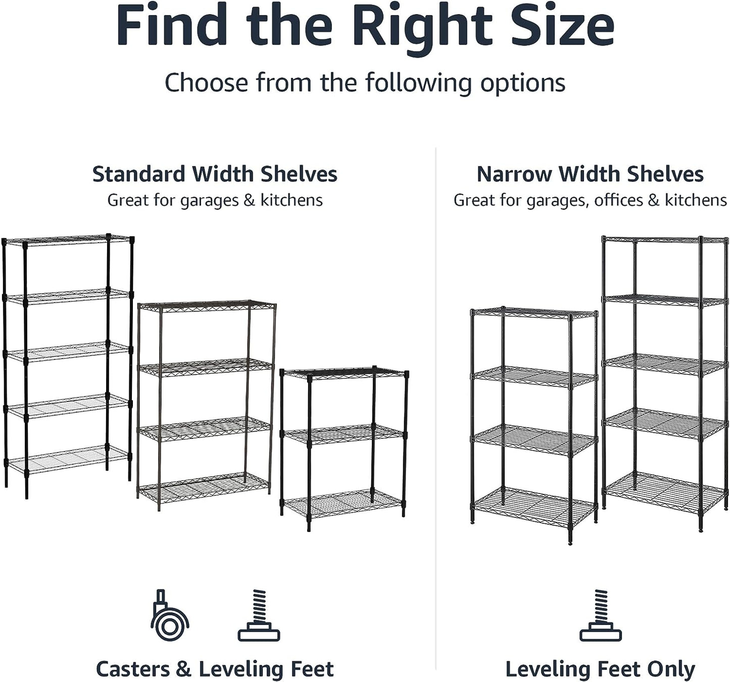 4-Shelf Adjustable Heavy Duty Steel Wire Rack Storage Shelving Organizer for Kitchen, Garage, 36" L X 14" W X 54" H, Black