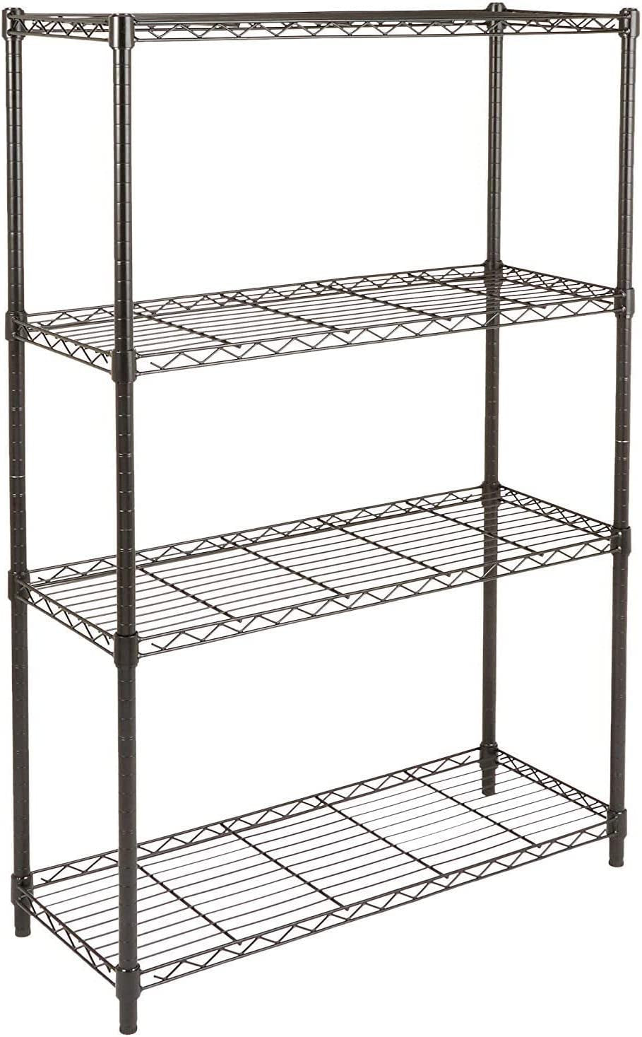 4-Shelf Adjustable Heavy Duty Steel Wire Rack Storage Shelving Organizer for Kitchen, Garage, 36" L X 14" W X 54" H, Black