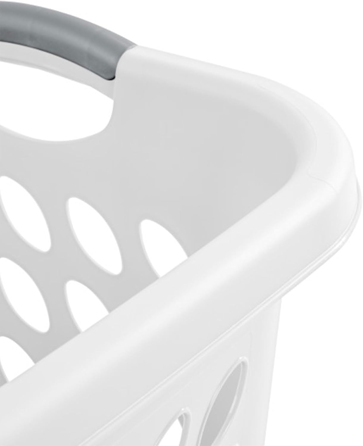 6-Pack Square Laundry Basket, Sturdy Plastic Clothes Hamper, 1.5 Bushel, White - Dirty Clothing Storage Organizer with Handles for Bedroom, Bathroom, and Closet