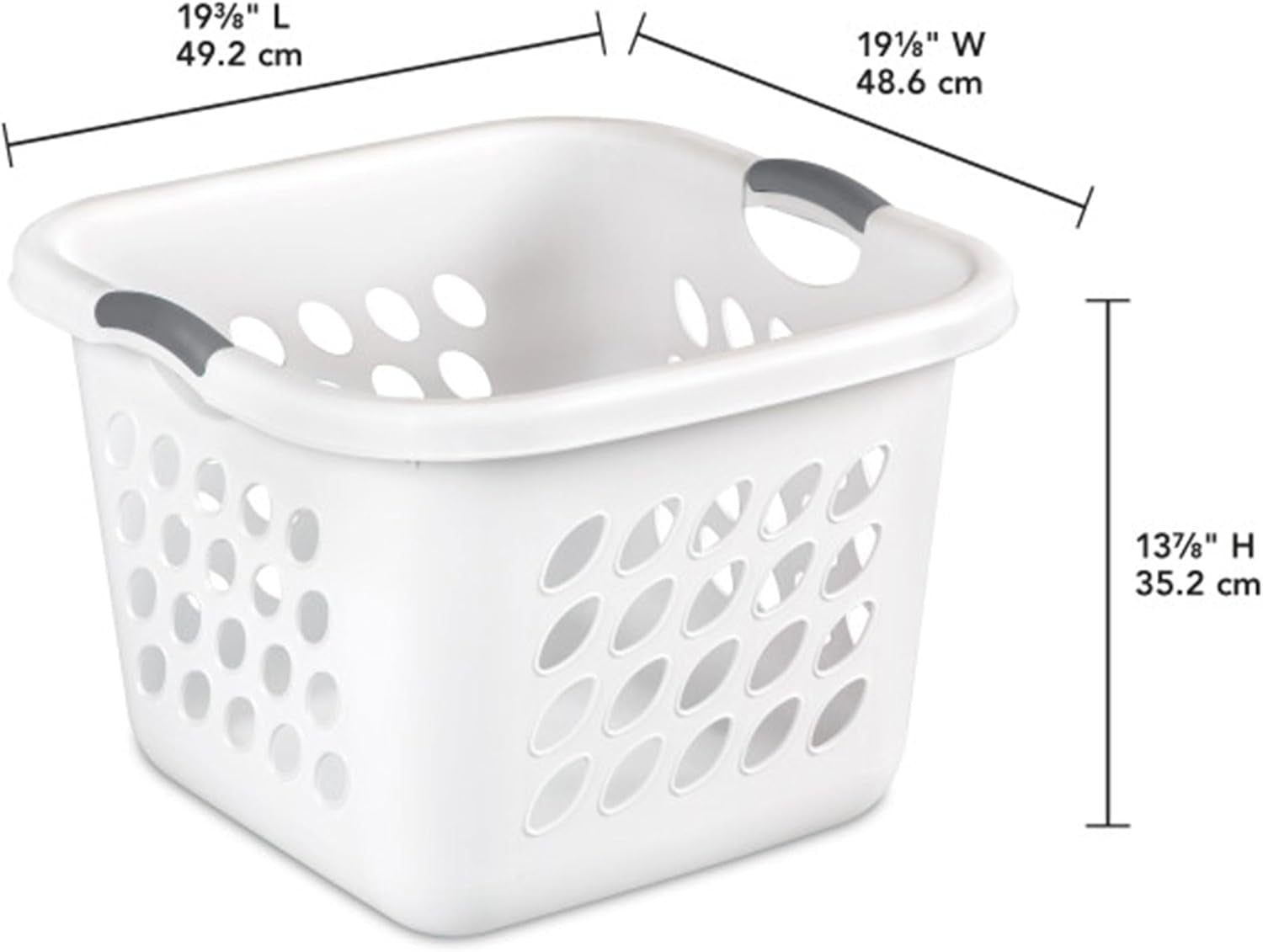 6-Pack Square Laundry Basket, Sturdy Plastic Clothes Hamper, 1.5 Bushel, White - Dirty Clothing Storage Organizer with Handles for Bedroom, Bathroom, and Closet